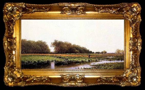 framed  Alfred Thompson Bricher Hunter in the Meadows of Old Newburyport, Massachusetts, ta009-2